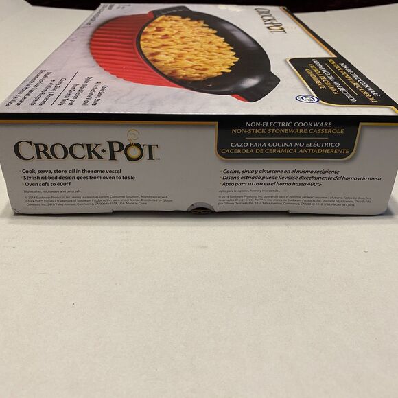 Crock Pot Non-Stick Stoneware Casserole Dish Non-Electric Cookware Red New - Picture 3 of 5